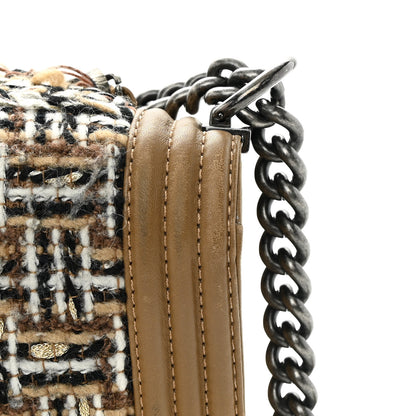 Chanel Calfskin Tweed Enchained Medium Boy Flap Brown 15 of 17