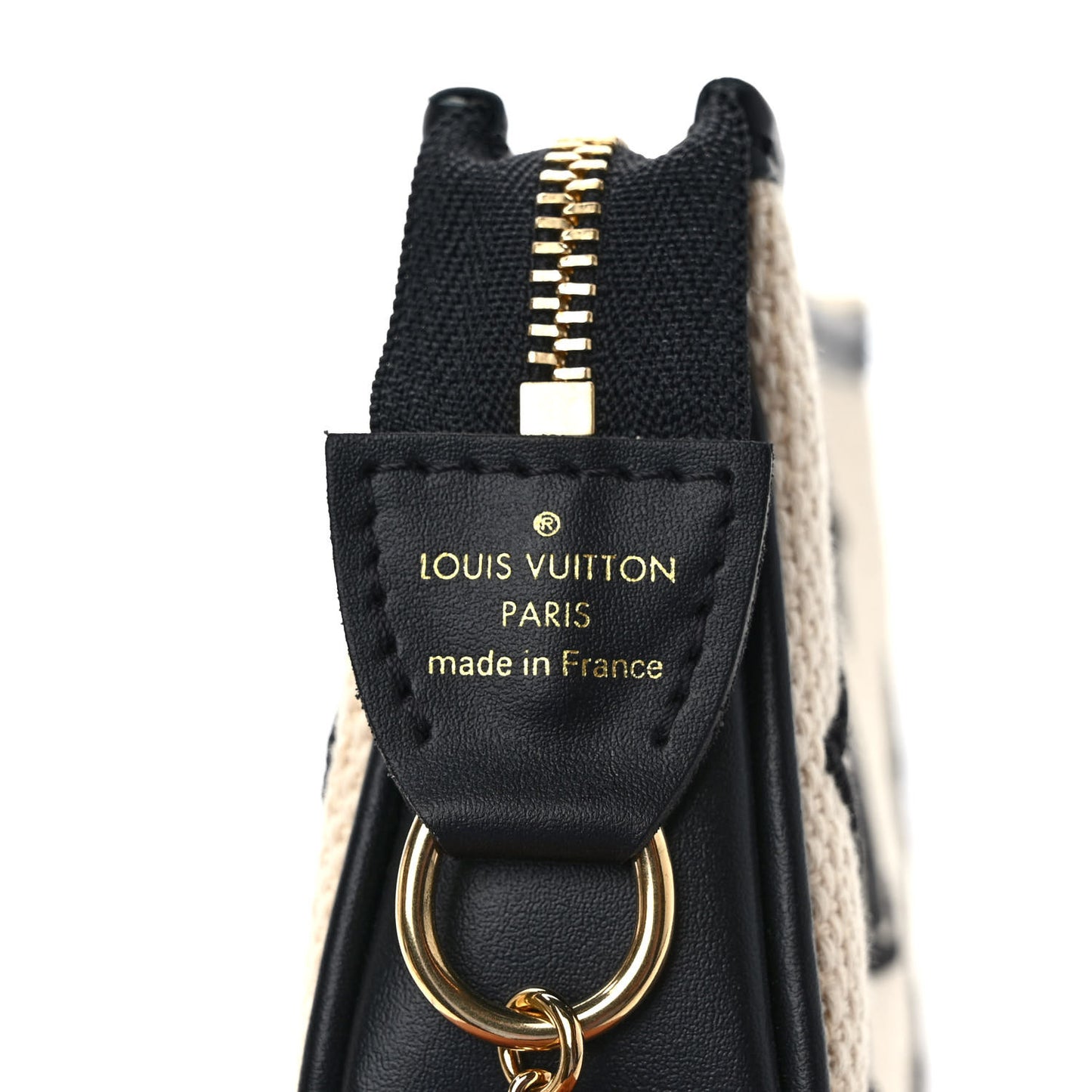 Cotton Monogram Giant Mini Pochette Accessories Beige Black