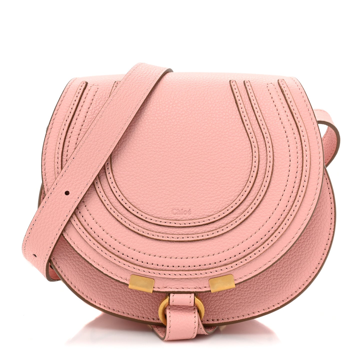 Grained Calfskin Small Marcie Saddle Bag Blossom Pink