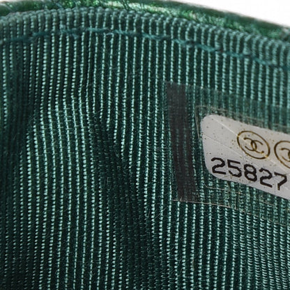 Chanel Metallic Caviar Quilted CC Zip Card Holder Green 7 of 8