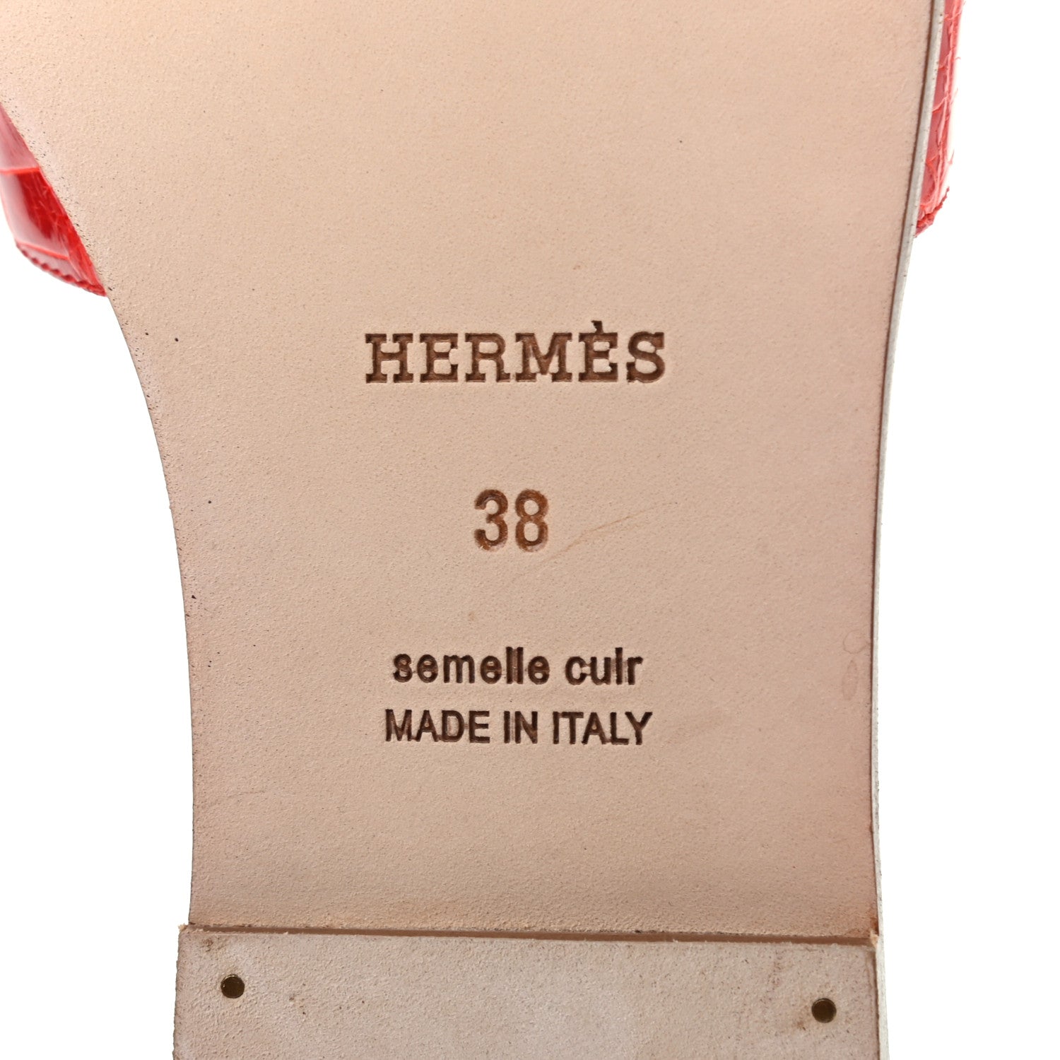 Hermes Shiny Alligator Oran Sandals 38 Geranium 6 of 7