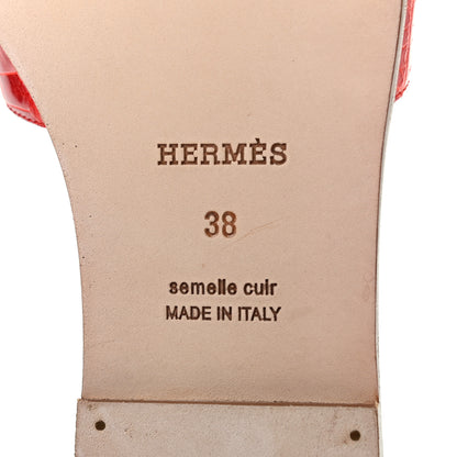 Hermes Shiny Alligator Oran Sandals 38 Geranium 6 of 7