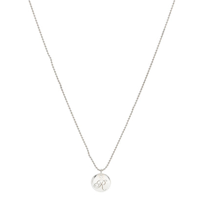 Tiffany Sterling Silver Letter R Round Pendant Beaded Chain Necklace 1 of 6