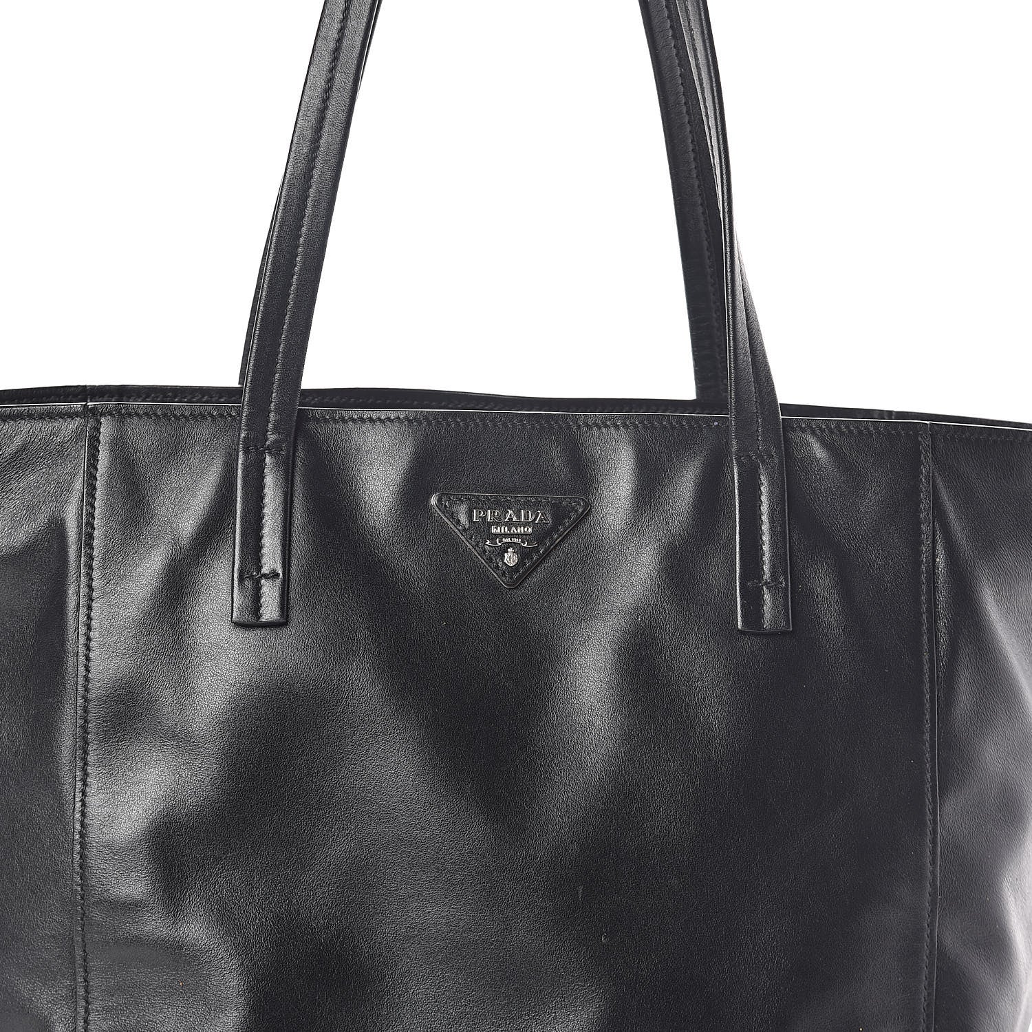 Prada Soft Calfskin Shopping Tote Black 12 of 14