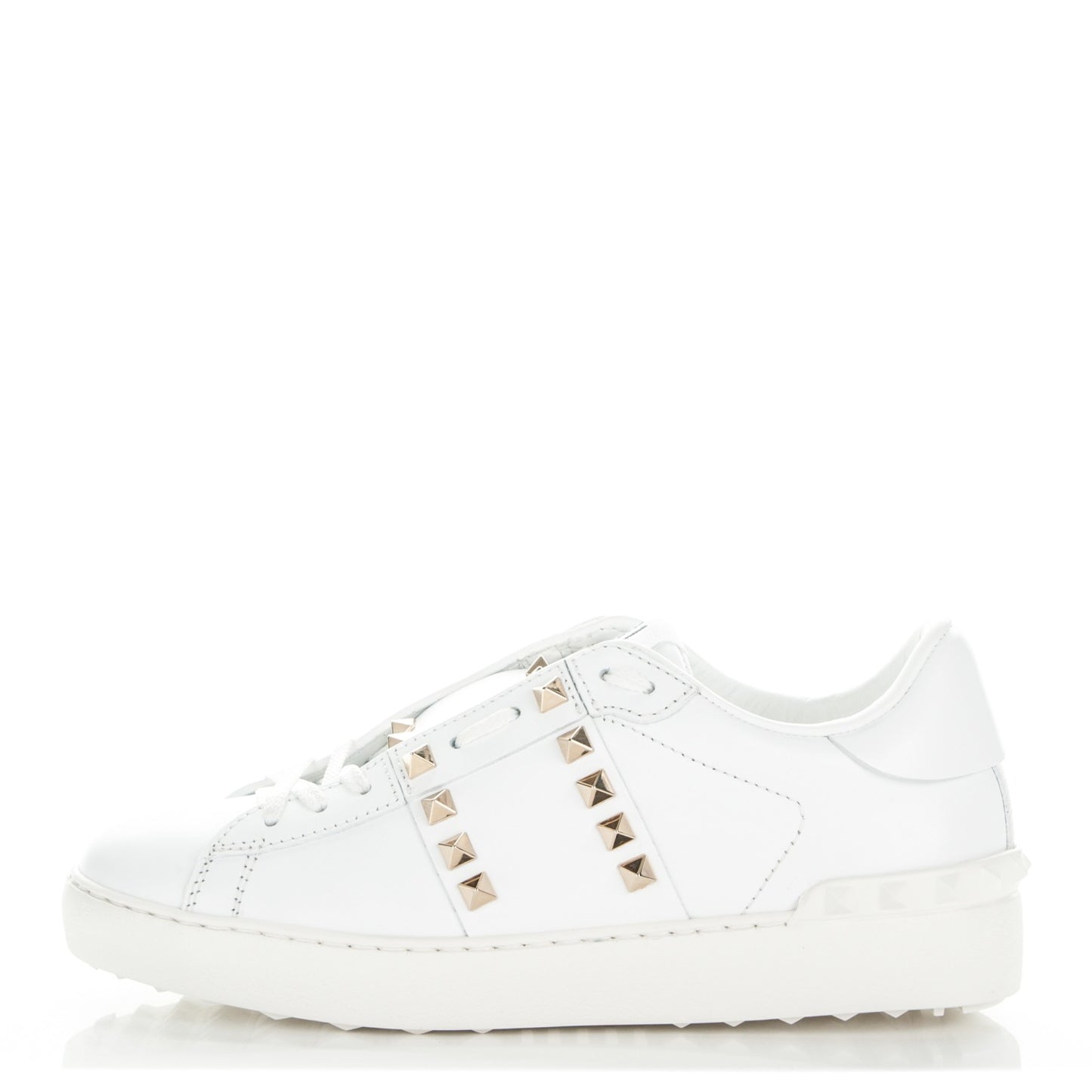 Calfskin Rockstud Untitled Open Sneakers 36 White