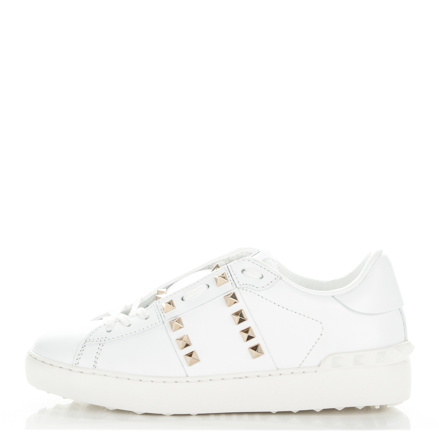 Valentino Garavani Calfskin Rockstud Untitled Open Sneakers 36 White 1 of 7