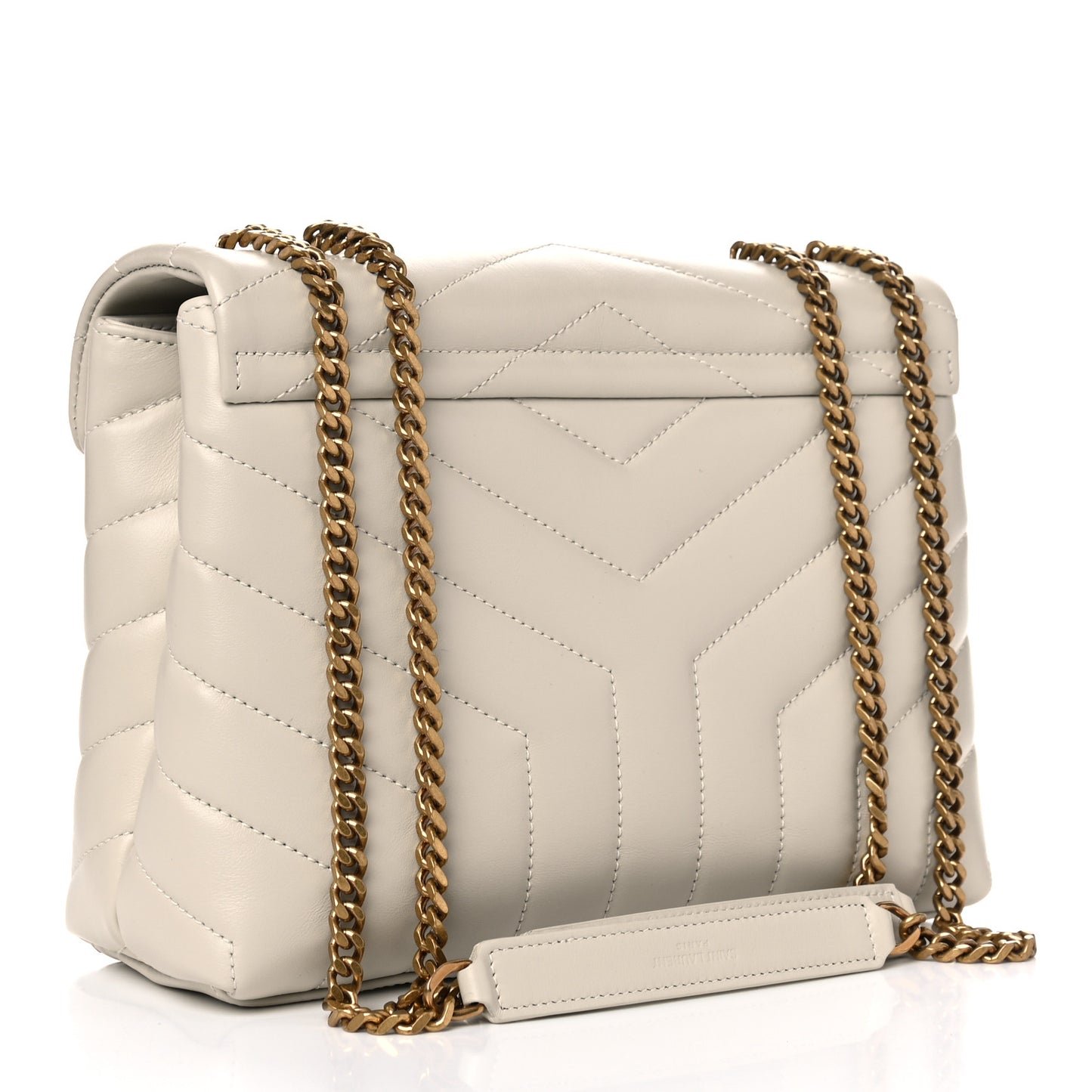 Calfskin Y Quilted Monogram Small Loulou Chain Satchel Crema Soft