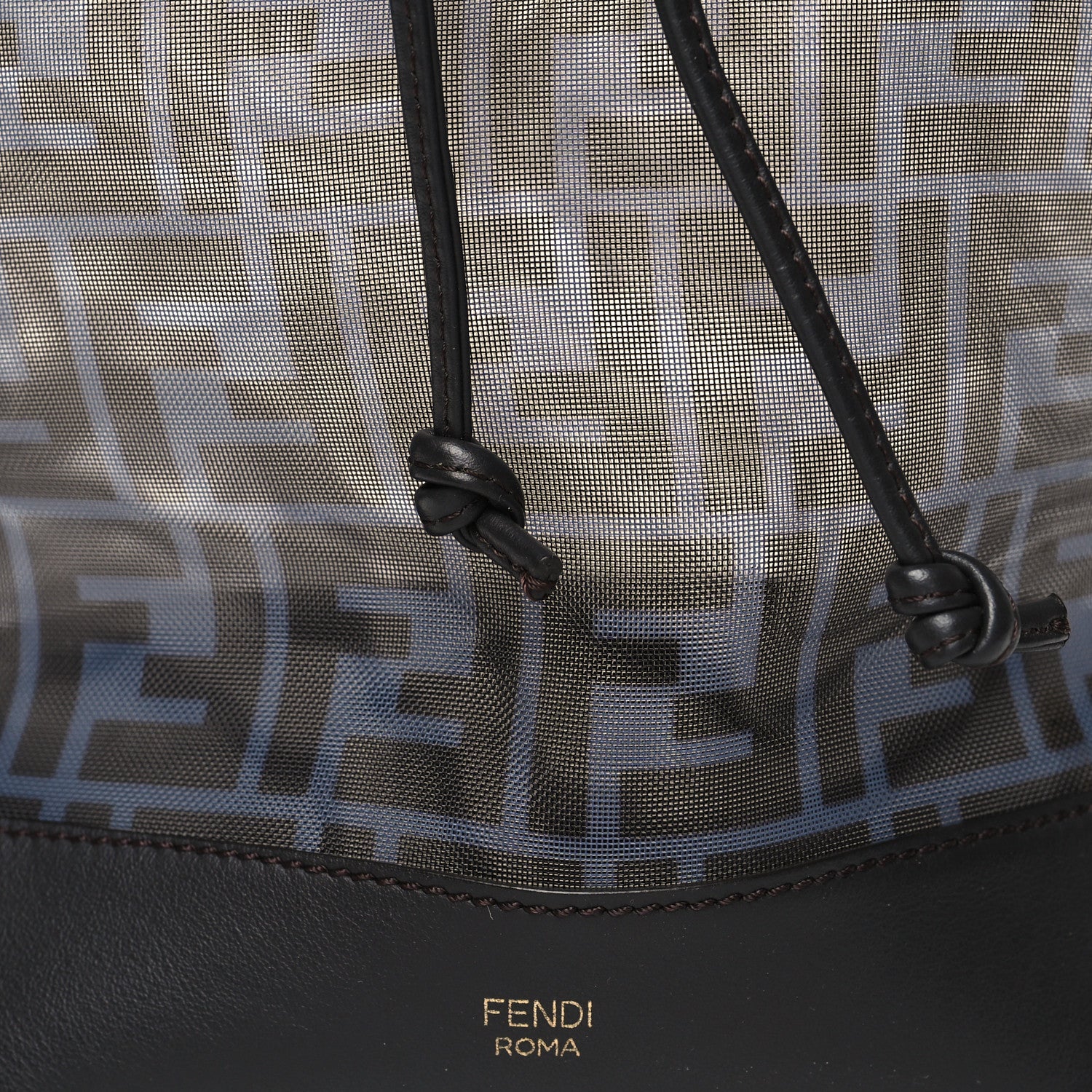 Fendi Mesh Vitello Grace F is Fendi FF 1974 Grande Mon Tresor Bucket Bag Azzurro Black Ebano 9 of 12