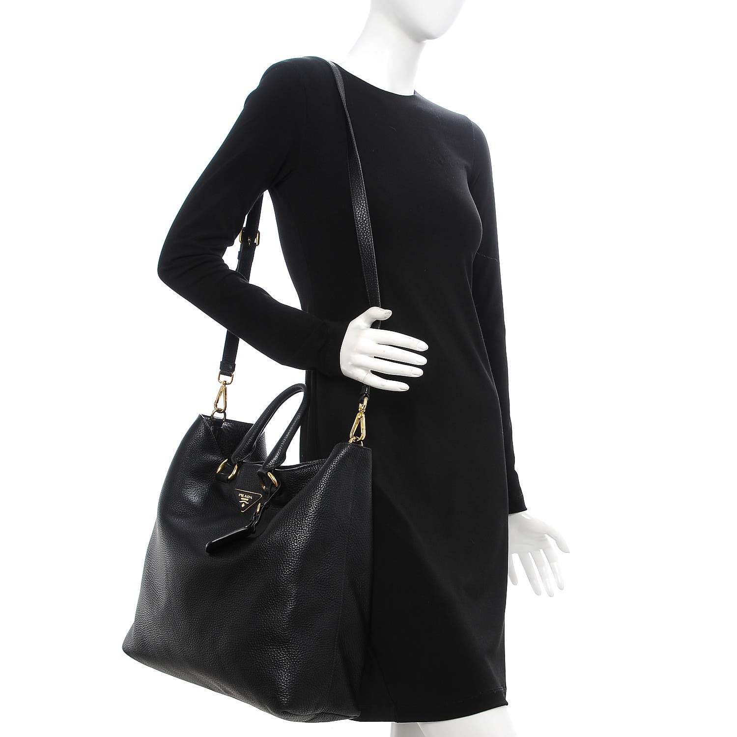 Prada Vitello Daino Tote Nero Black 2 of 13