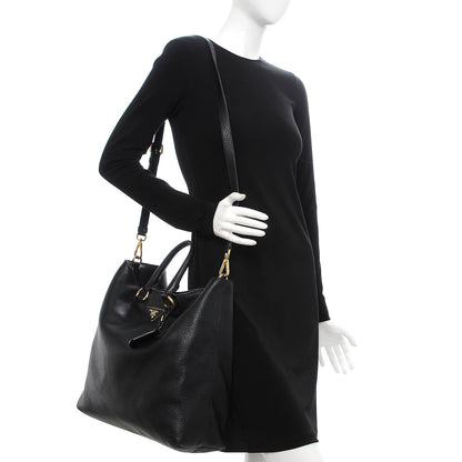 Prada Vitello Daino Tote Nero Black 2 of 13
