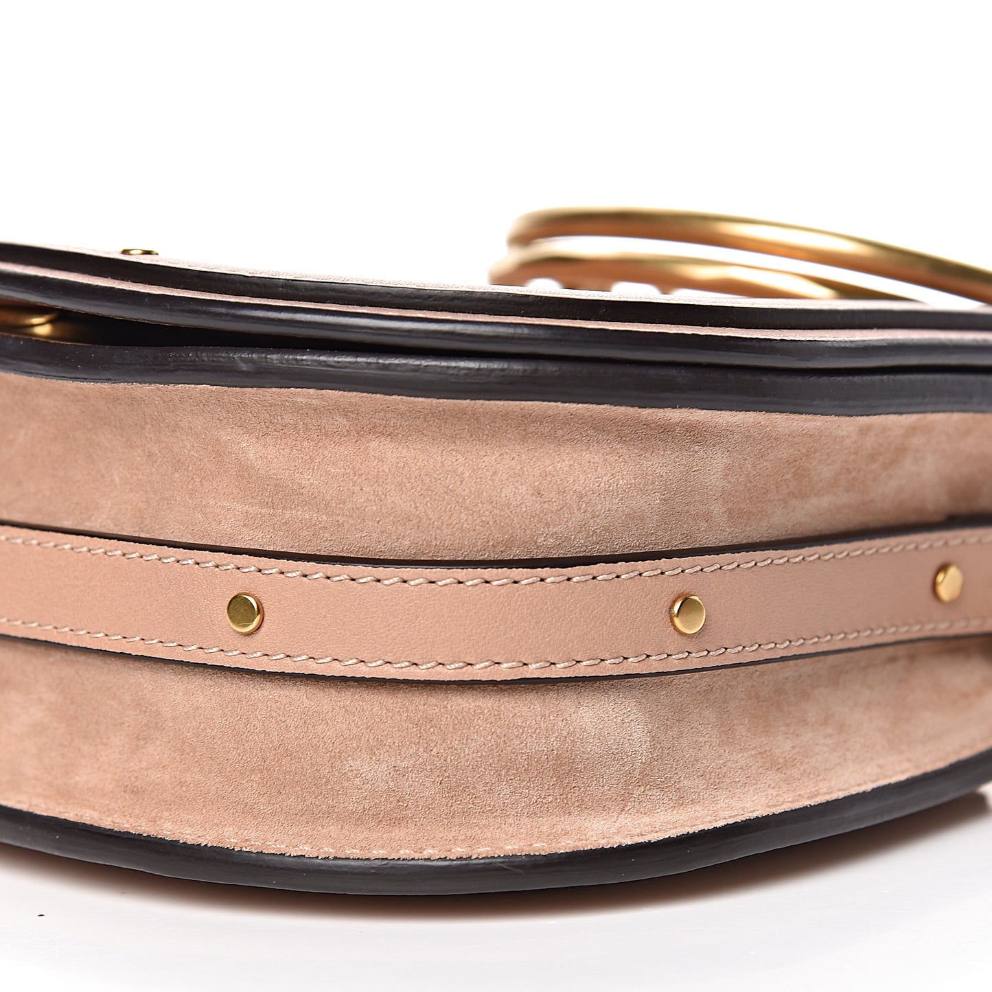 Calfskin Suede Small Nile Bracelet Bag Biscotti Beige
