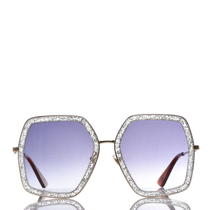 Gucci Glitter Acetate Oversize Square Frame Sunglasses GG0106S Gold 3 of 11