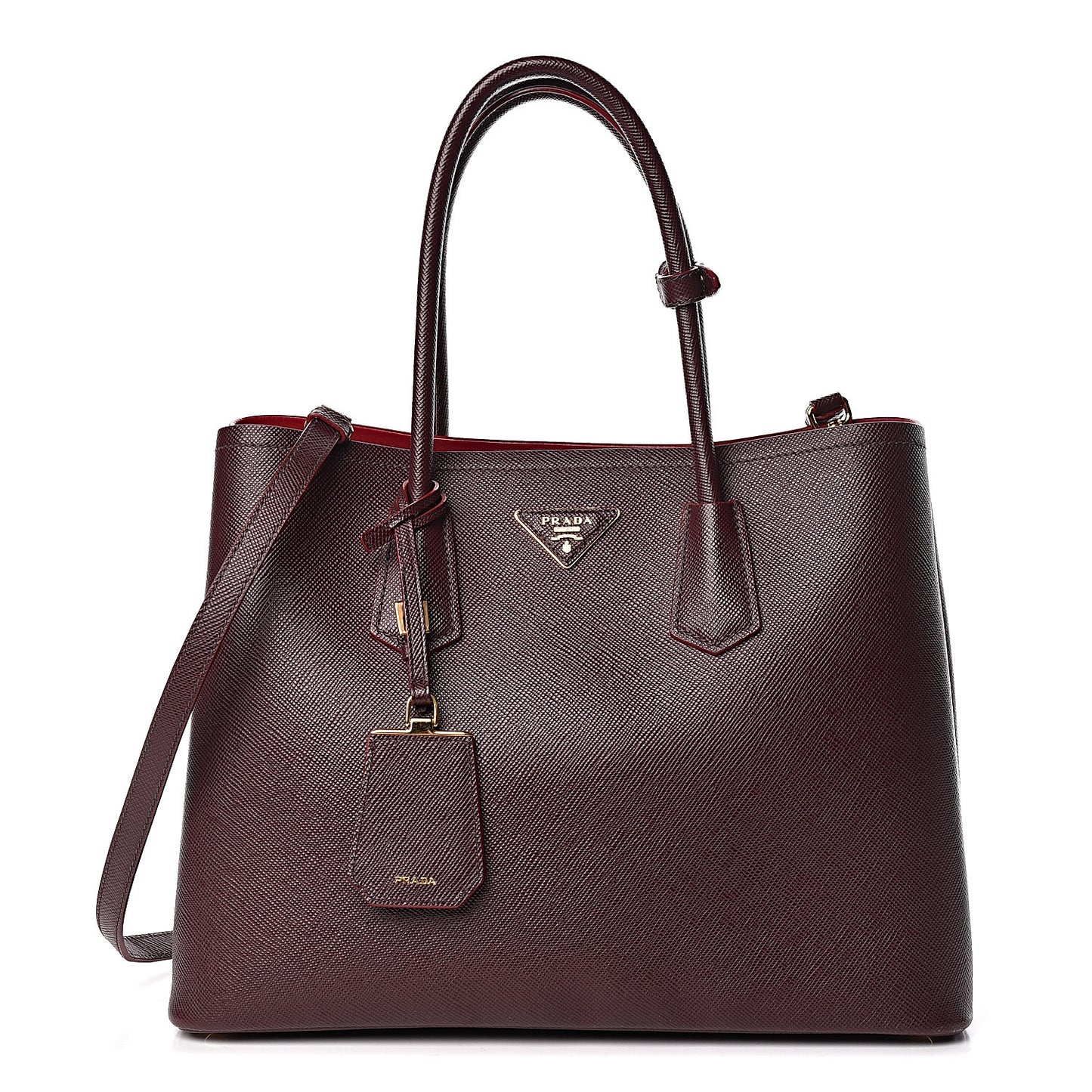 Saffiano Cuir Large Double Bag Granato Scarlatto