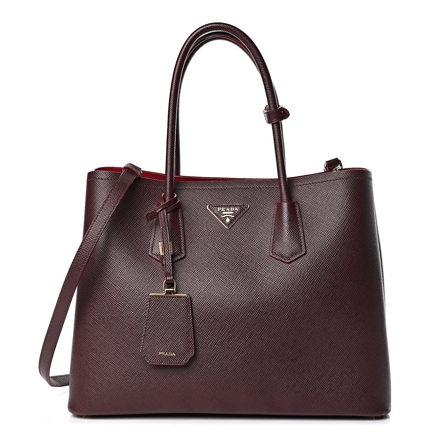 Prada Saffiano Cuir Large Double Bag Granato Scarlatto 1 of 13