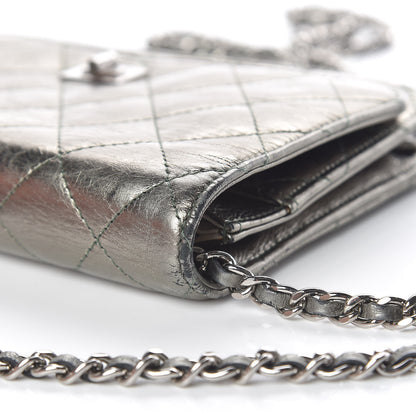 Chanel Metallic Aged Calfskin Quilted Reissue Wallet On Chain WOC Green 13 of 17