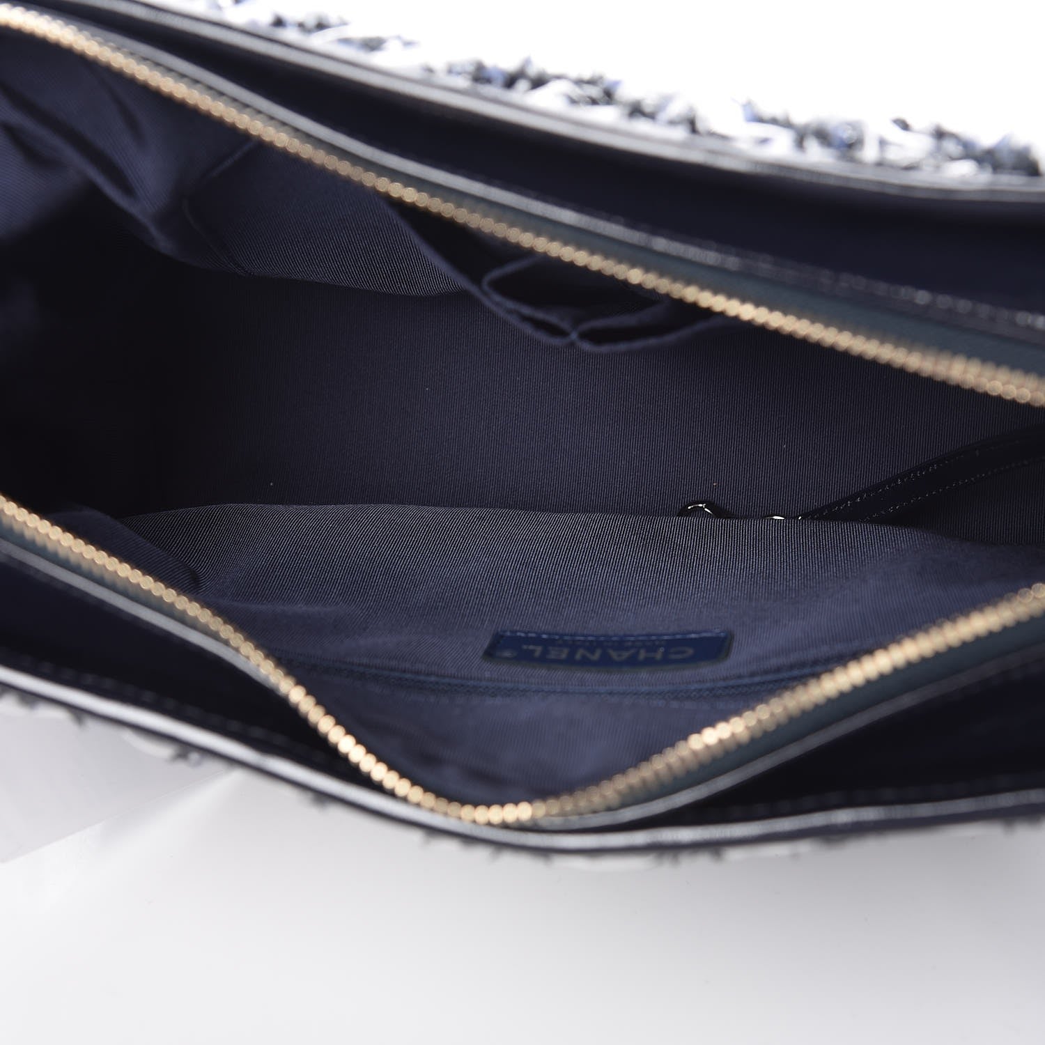 Chanel Tweed PVC Patent Chevron Quilted Medium Gabrielle Hobo Blue 6 of 9