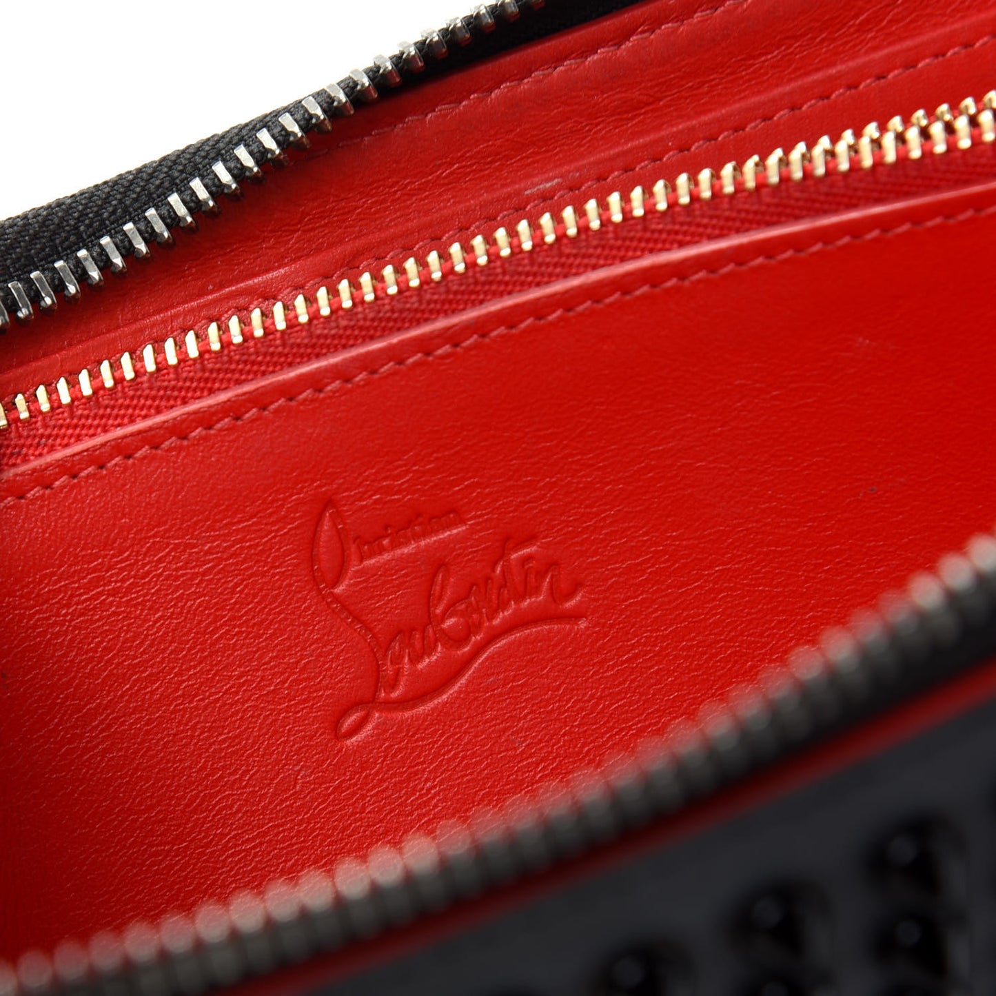 Calfskin Panettone Spiked Zip Around Wallet Black