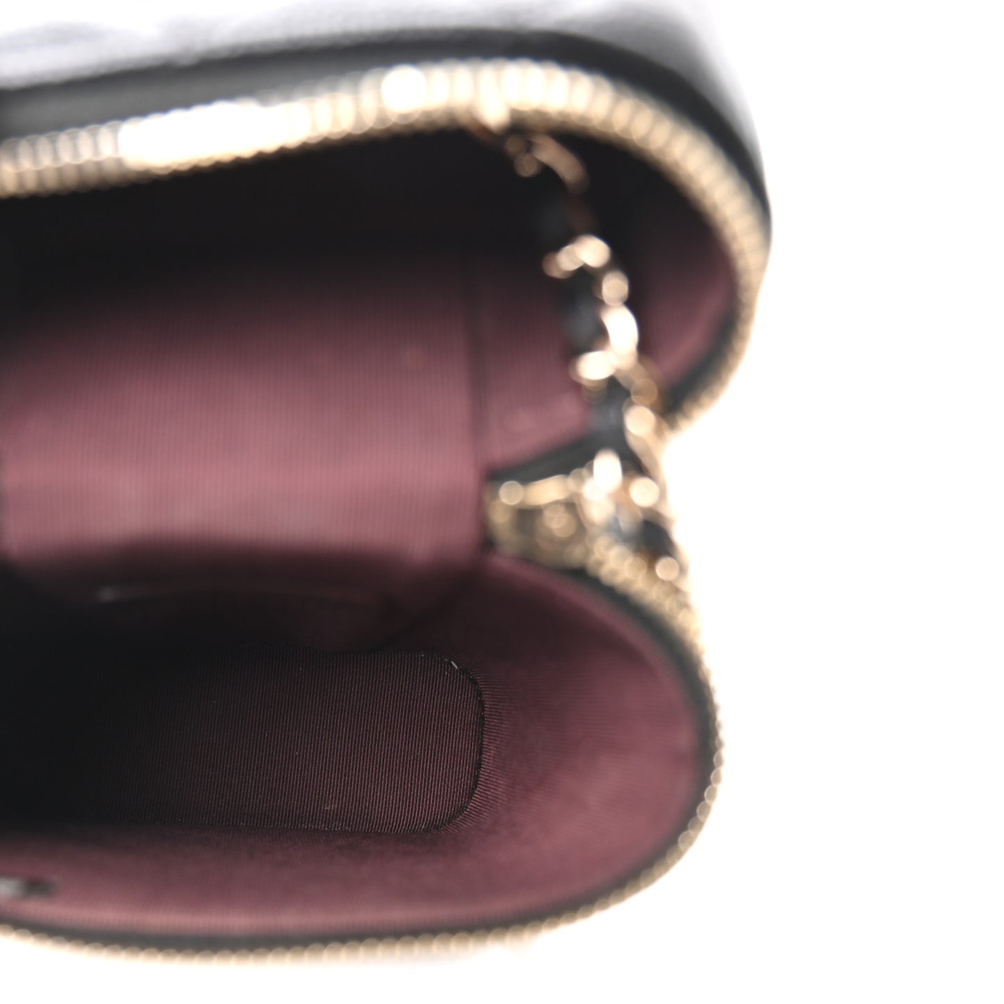 Caviar Quilted Phone Holder With Chain Black