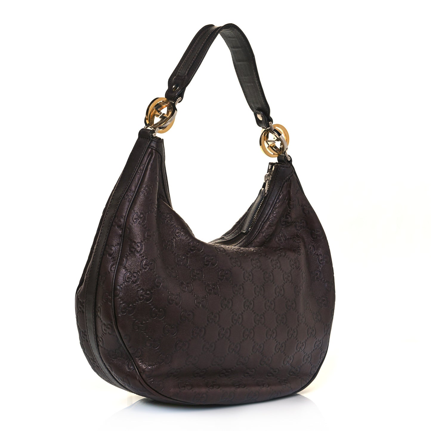 Guccissima Medium GG Twins Hobo Dark Brown