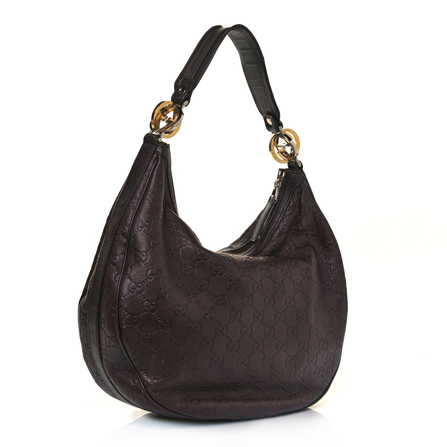 Gucci Guccissima Medium GG Twins Hobo Dark Brown 3 of 14