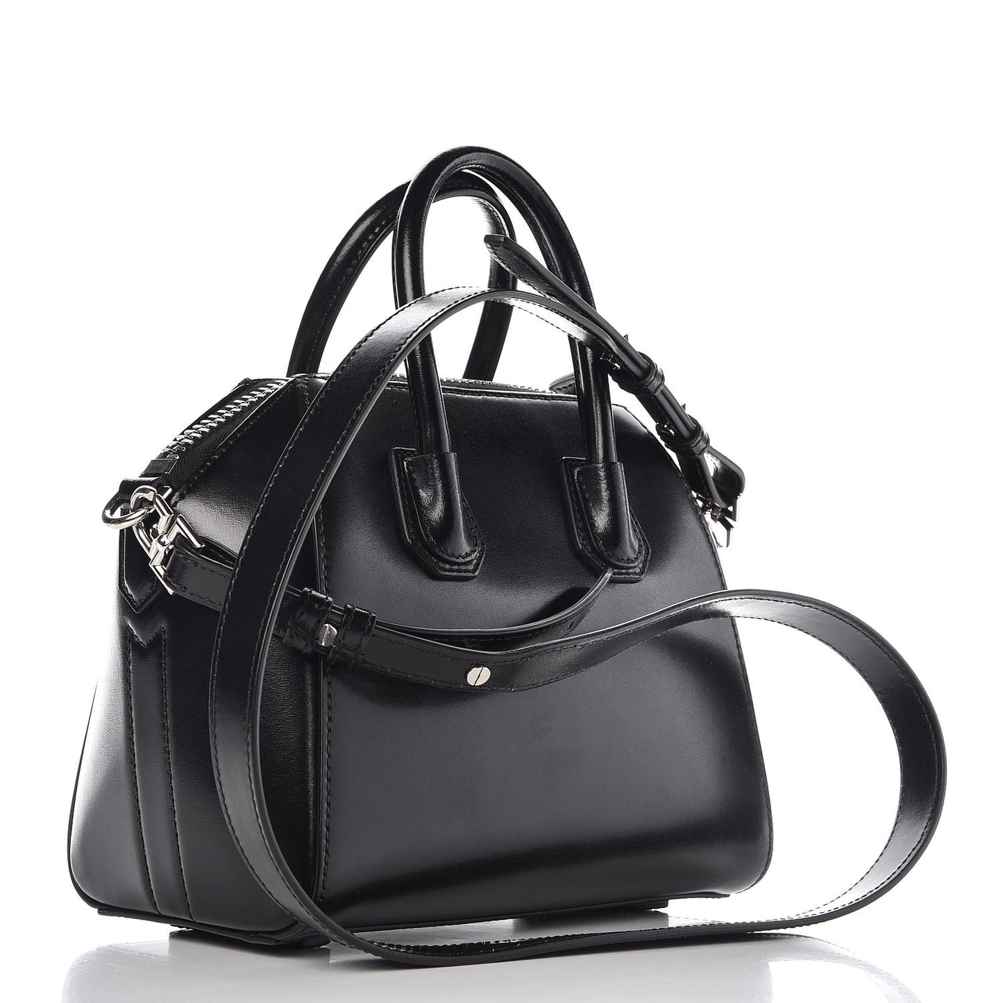 Shiny Lord Calfskin Mini Antigona Black