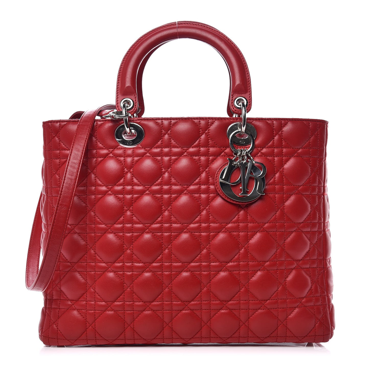Lambskin Cannage Large Lady Dior Red