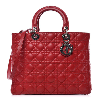 Christian Dior Lambskin Cannage Large Lady Dior Red 1 of 15