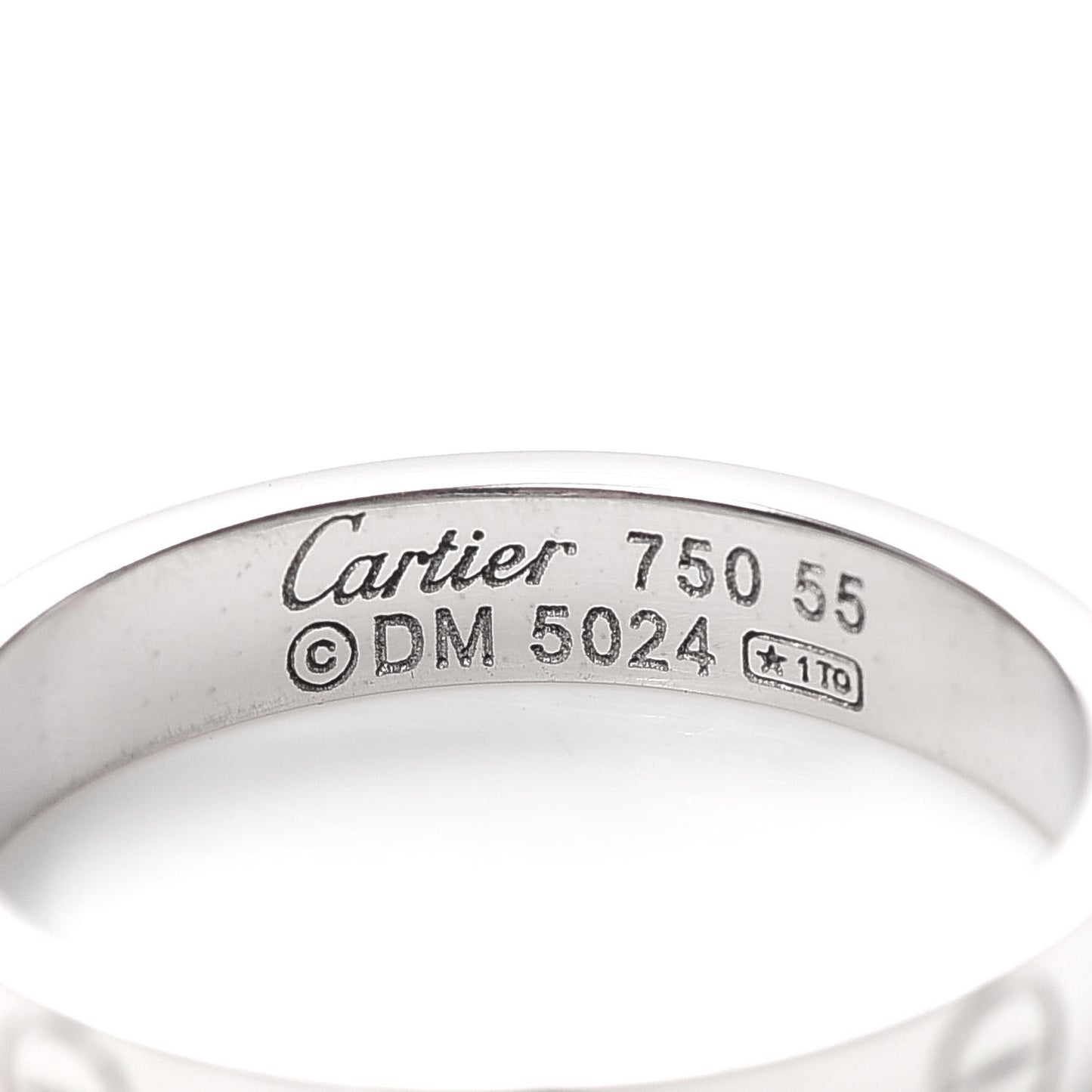 18K White Gold 3.5mm LOVE Wedding Band Ring 55 7.25