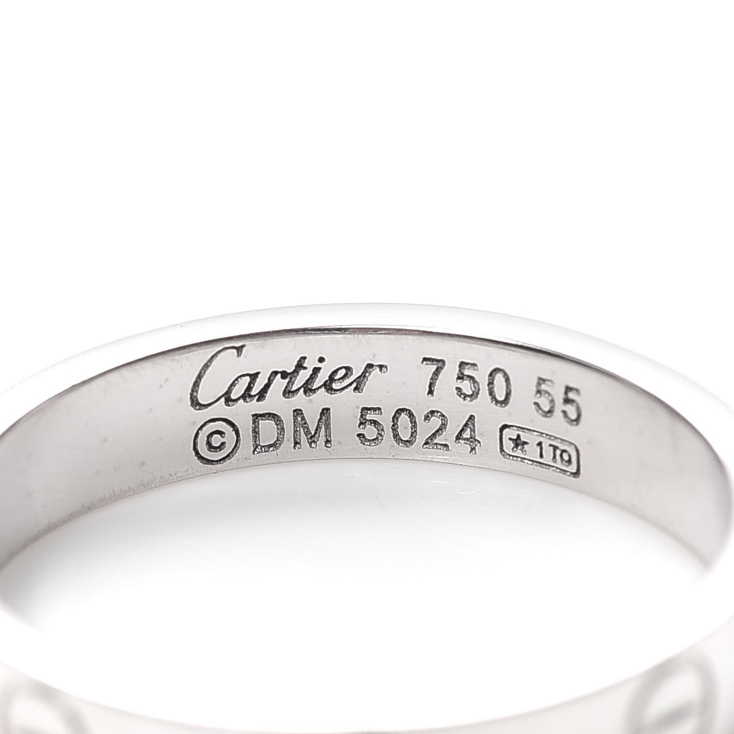 Cartier 18K White Gold 3.5mm LOVE Wedding Band Ring 55 7.25 4 of 4