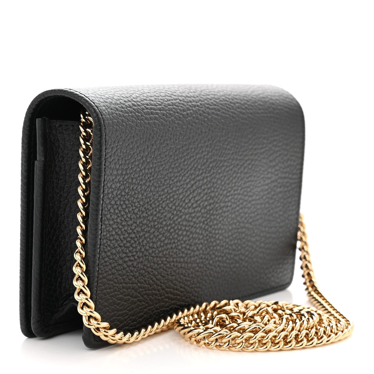 Gucci Calfskin Mini GG Marmont Chain Wallet Black 3 of 9
