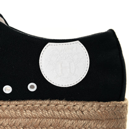 Hermes Cotton Canvas Womens Rosa Espadrille Sneakers 36 Black 10 of 18
