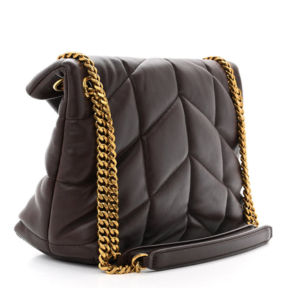 Saint Laurent Lambskin Quilted Small Loulou Puffer Monogram Chain Satchel Dark Ganache 3 of 12