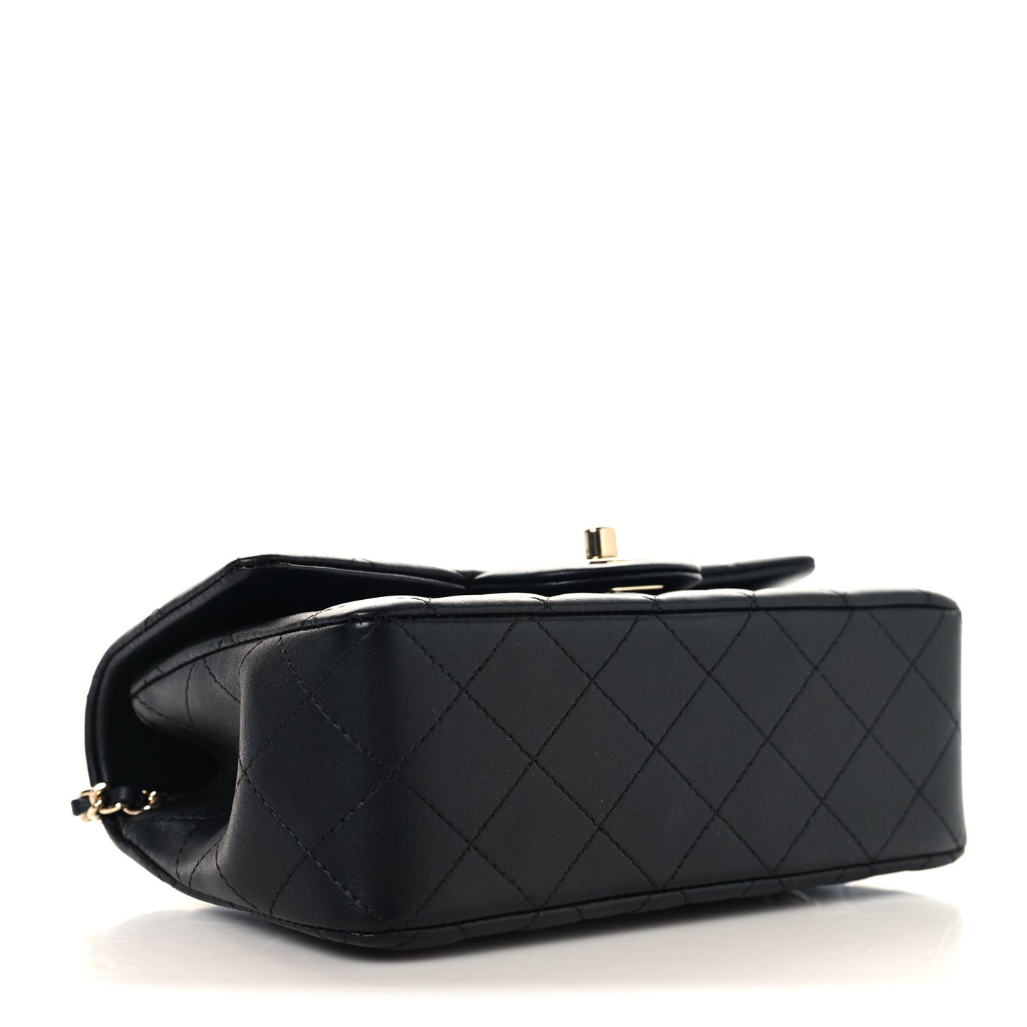Lambskin Quilted Mini Top Handle Rectangular Flap Black