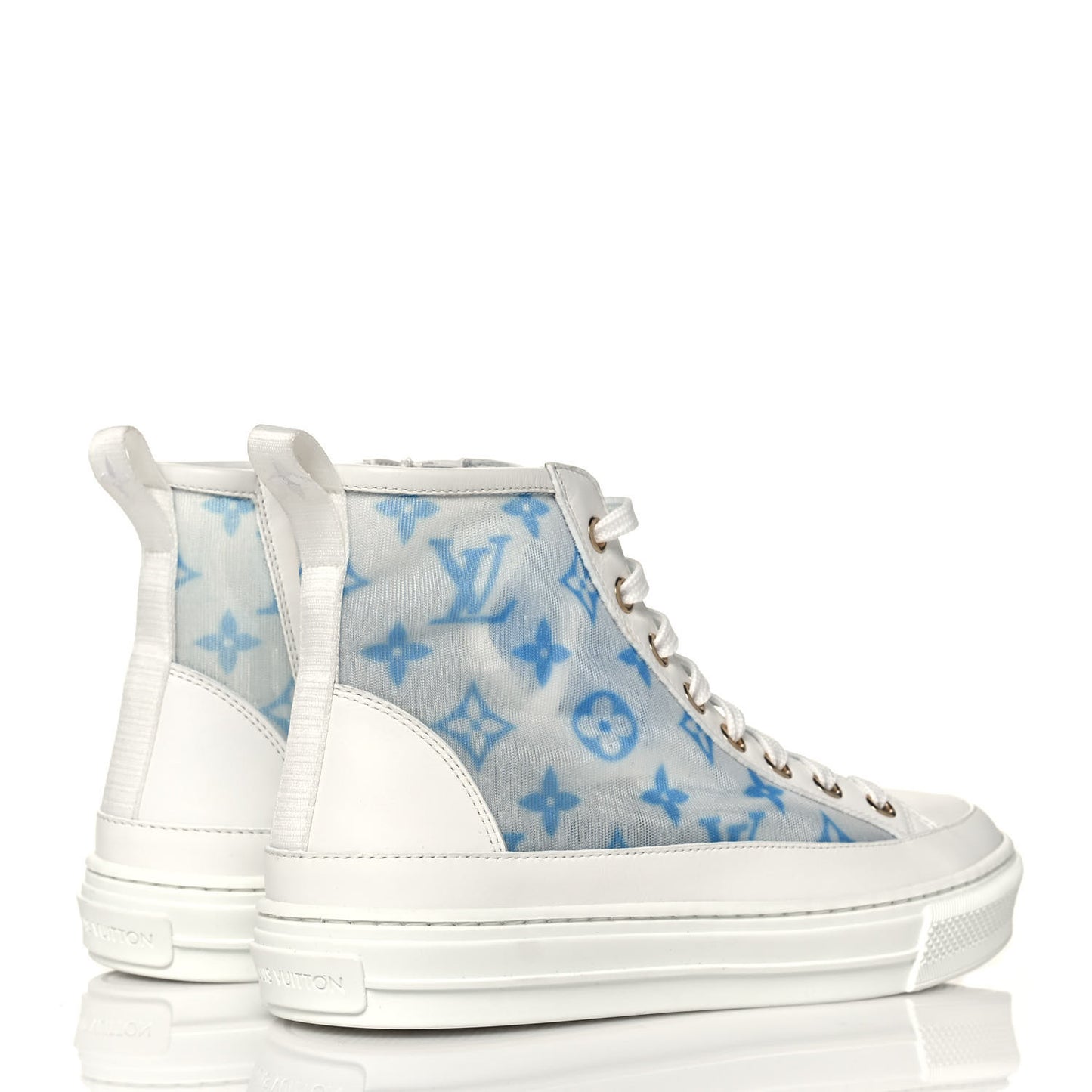 Technical Fabric Calfskin Monogram Printed Stellar Sneaker Boots 35 Blue