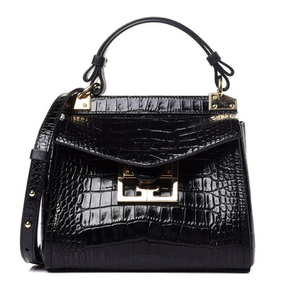 Givenchy Calfskin Crocodile Embossed Mini Mystic Shoulder Bag Black 1 of 11