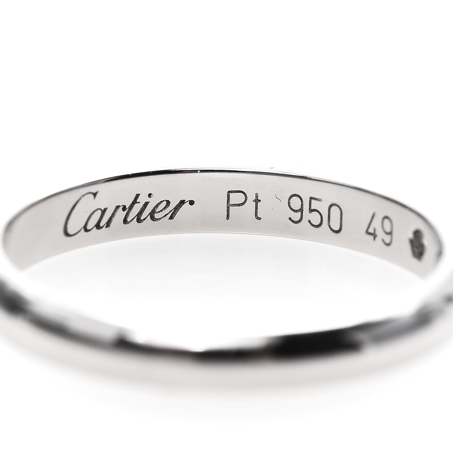 Cartier Platinum Diamond 2.6mm 1895 Wedding Band Ring 49 4.75 4 of 5