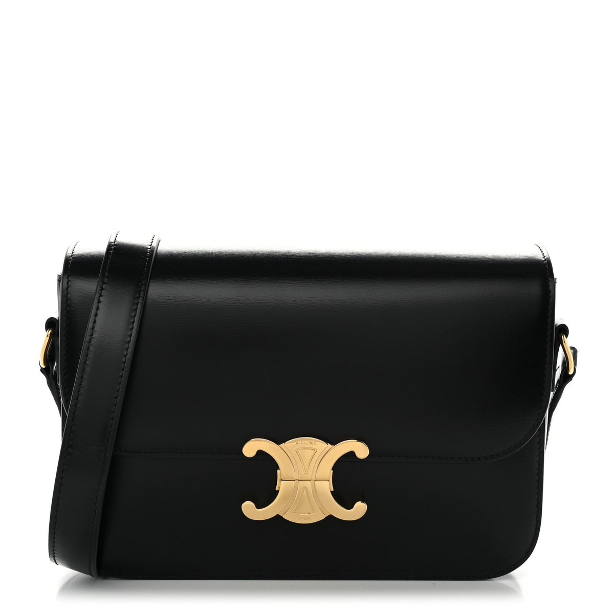 Celine Shiny Calfskin Medium Triomphe Black 1 of 10