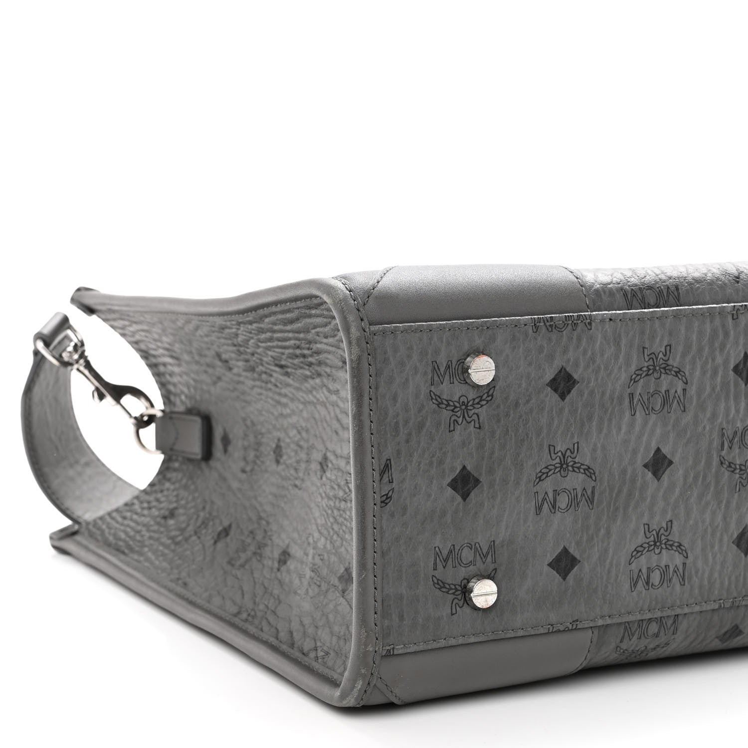 MCM Visetos Large Munchen Tote Grey 9 of 10