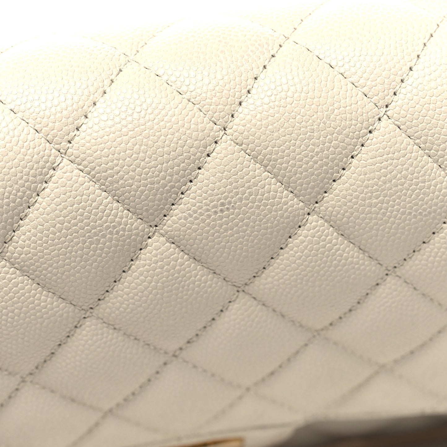 Caviar Quilted Medium Double Flap White
