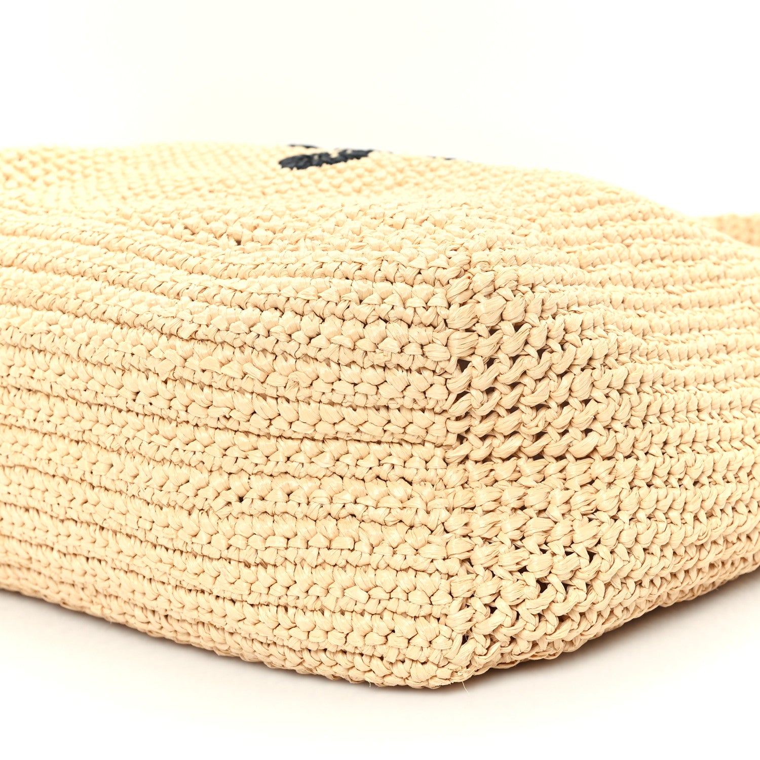 Prada Yarn Raffia Effect Crochet Embroidered Logo Tote Naturale 9 of 10