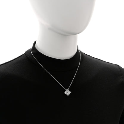Van Cleef & Arpels 18K White Gold Diamond Vintage Alhambra Pendant Necklace 2 of 6