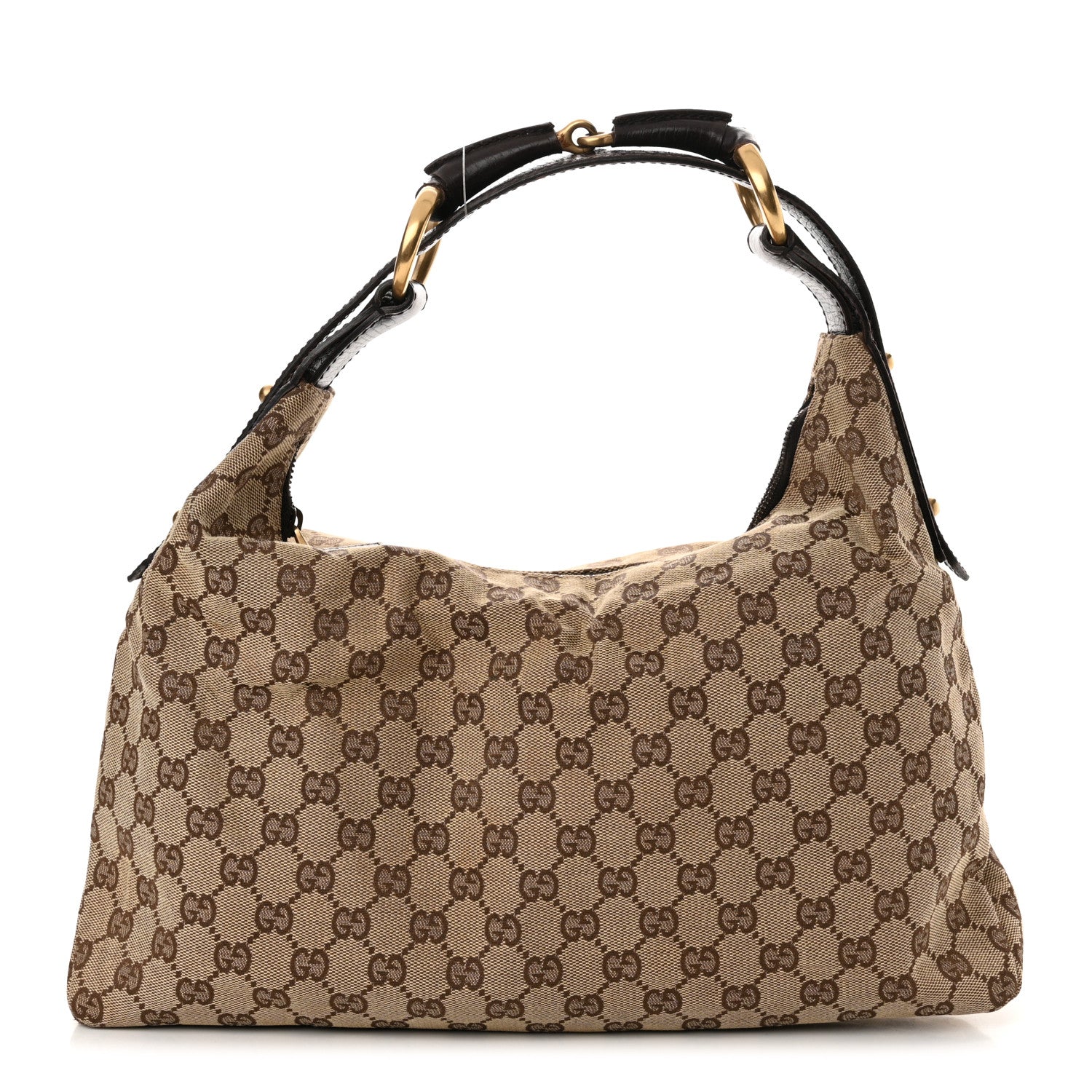 Gucci Monogram Medium Horsebit Chain Hobo Dark Brown 1 of 14