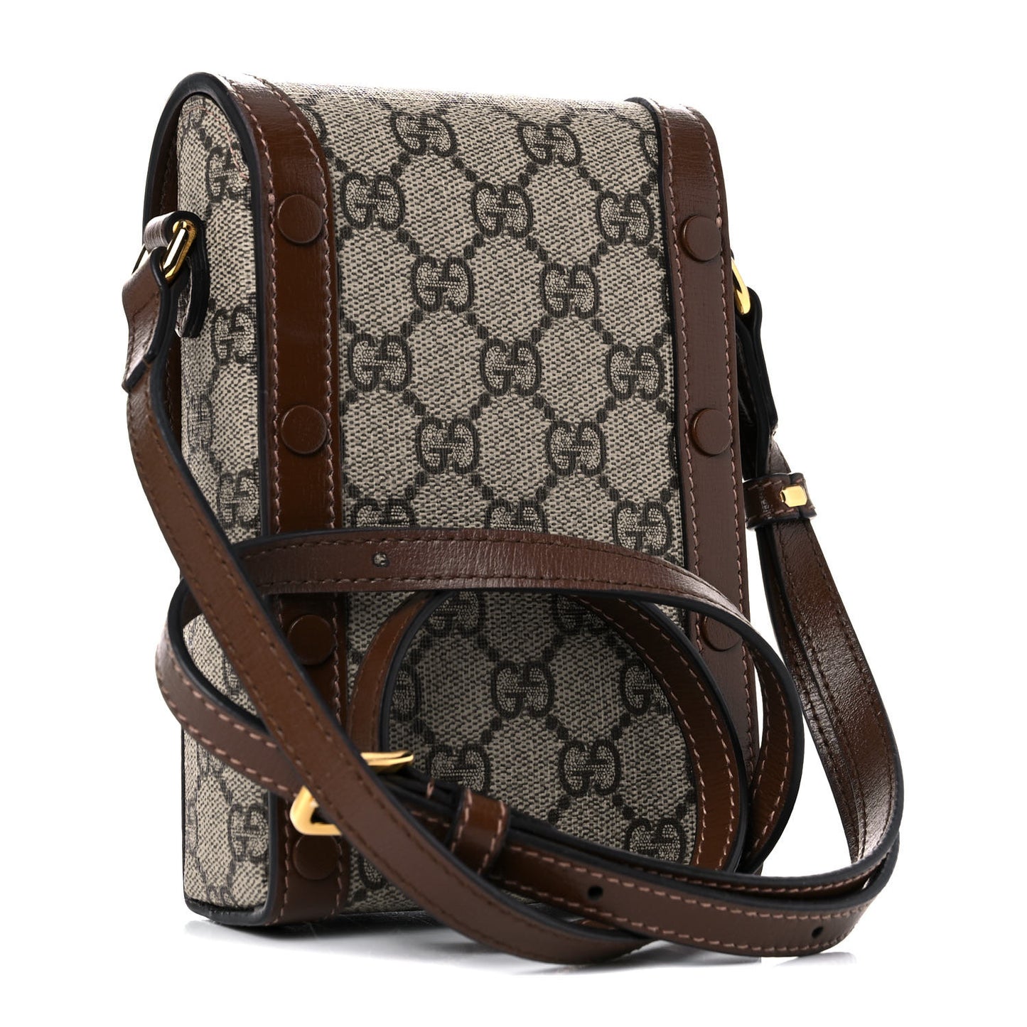 GG Supreme Monogram Mini Horsebit 1955 Crossbody Bag Beige Brown Sugar