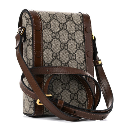 Gucci GG Supreme Monogram Mini Horsebit 1955 Crossbody Bag Beige Brown Sugar 5 of 11