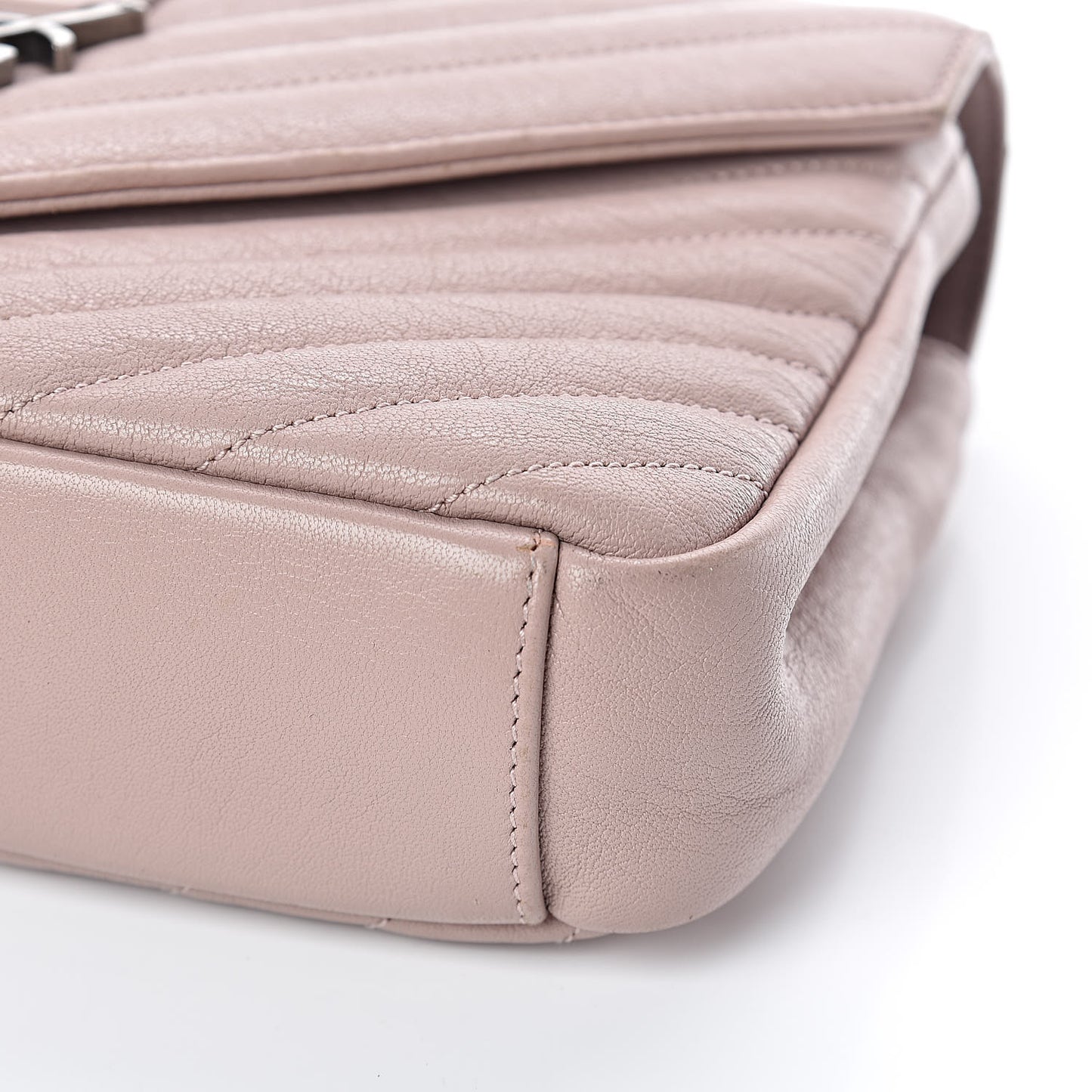 Sheepskin Matelasse Chevron Monogram Medium College Bag Rose Poudre