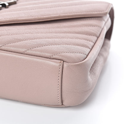 Saint Laurent Sheepskin Matelasse Chevron Monogram Medium College Bag Rose Poudre 13 of 16