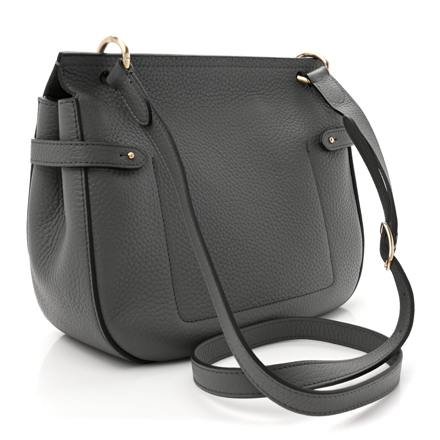 Small Classic Grain Calfskin Small Amberley Satchel Charcoal