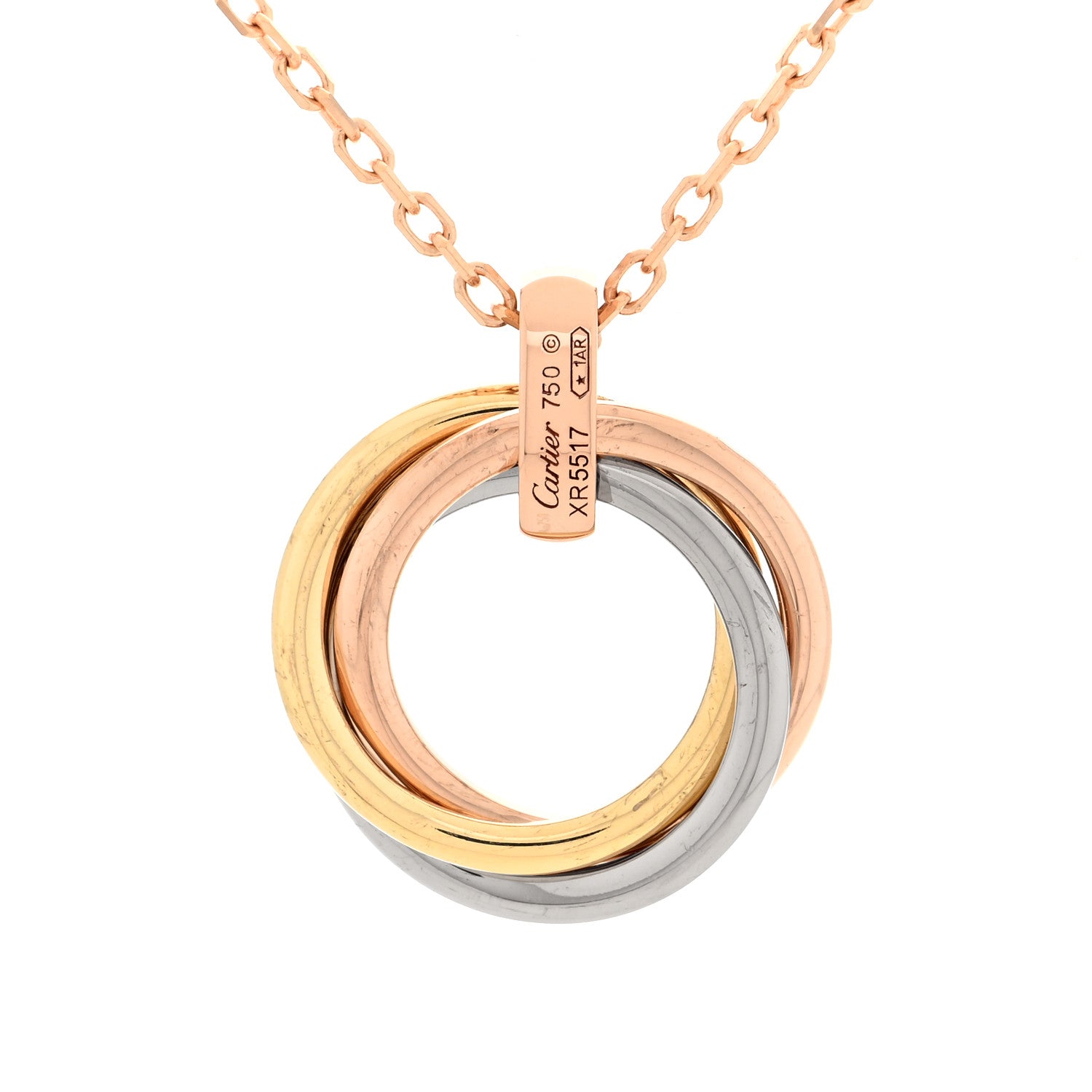 Cartier 18K Pink White Yellow Gold Diamond Trinity Pendant Necklace 4 of 5