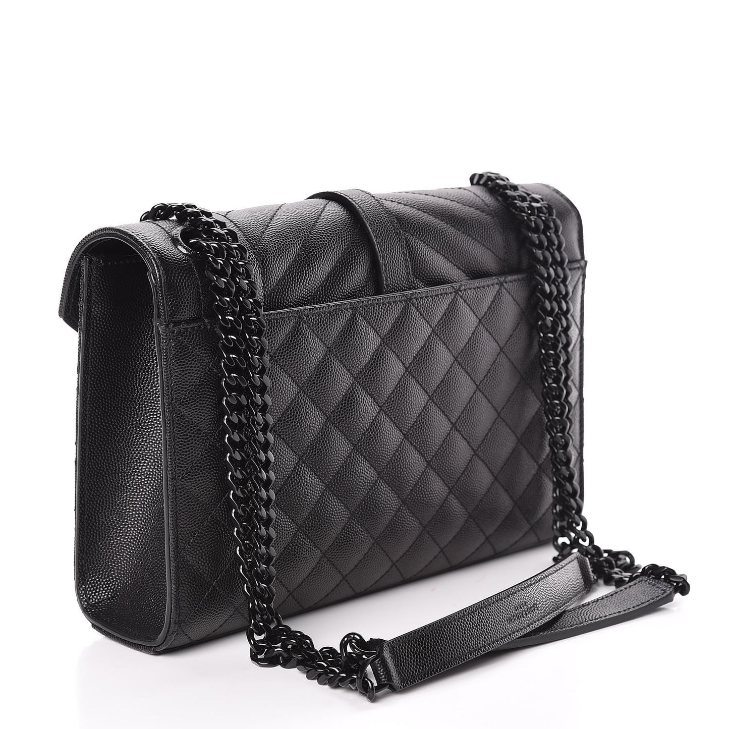 Grain De Poudre Textured Mixed Matelasse Triquilt Medium Monogram Satchel Black