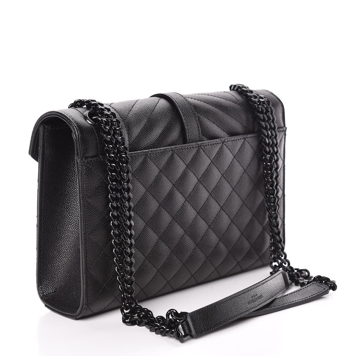 Saint Laurent Grain De Poudre Textured Mixed Matelasse Triquilt Medium Monogram Satchel Black 3 of 11